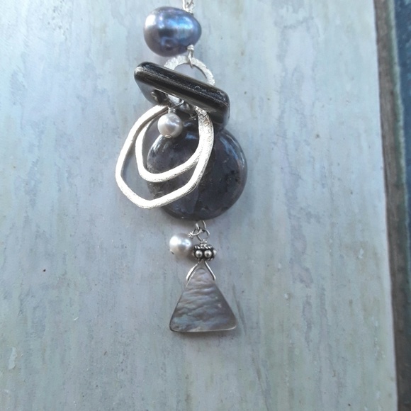 Sterling and semi precious stone necklace set - Picture 2 of 6